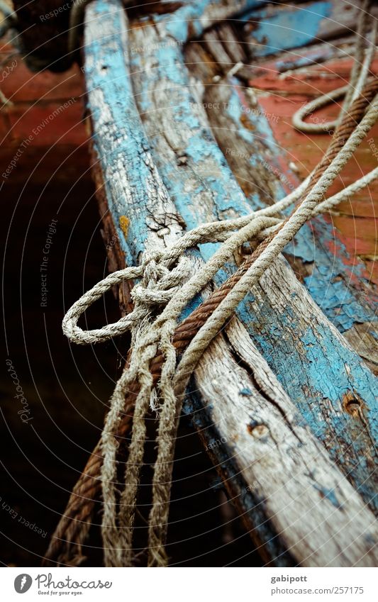 and there are always the traces of your life, Watercraft Rope Knot Wood Old Broken Trashy Blue Brown Grief Death Fatigue Homesickness Loneliness Exhaustion Past