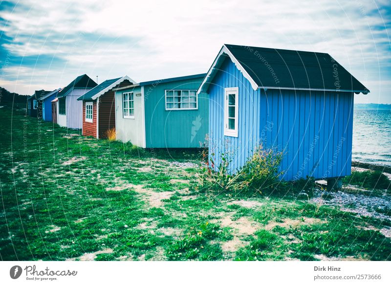 Beach houses on the Danish island of Ærø Vacation & Travel Tourism Trip Far-off places Freedom Summer vacation Sun Ocean Island Nature Landscape Clouds Coast