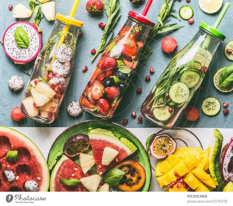 Healthy drinking with Infused Water Food Vegetable Fruit Apple Orange Herbs and spices Nutrition Organic produce Beverage Cold drink Drinking water Design