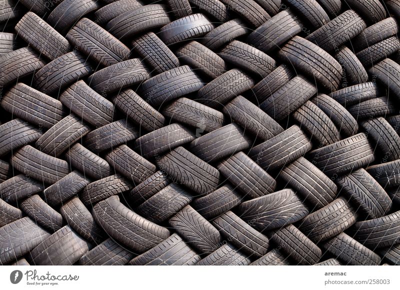 rubber twist Motoring Vehicle Car Trashy Black Orderliness Arrangement Car tire Tire Colour photo Exterior shot Detail Abstract Pattern Structures and shapes