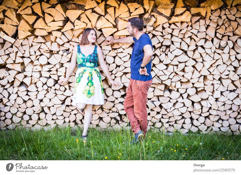 Two happy lovers on wooden background Elegant Joy Happy Beautiful Valentine's Day Woman Adults Man Family & Relations Couple Partner 2 Human being 30 - 45 years