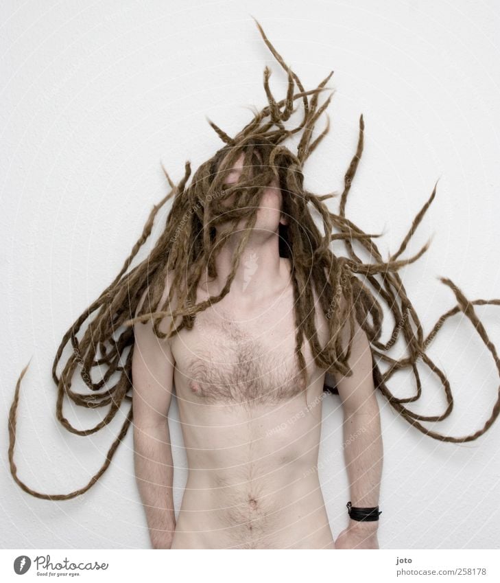 Medusa II Masculine Young man Youth (Young adults) Youth culture Hair and hairstyles Long-haired Dreadlocks Esthetic Threat Uniqueness Rebellious Wild Patient