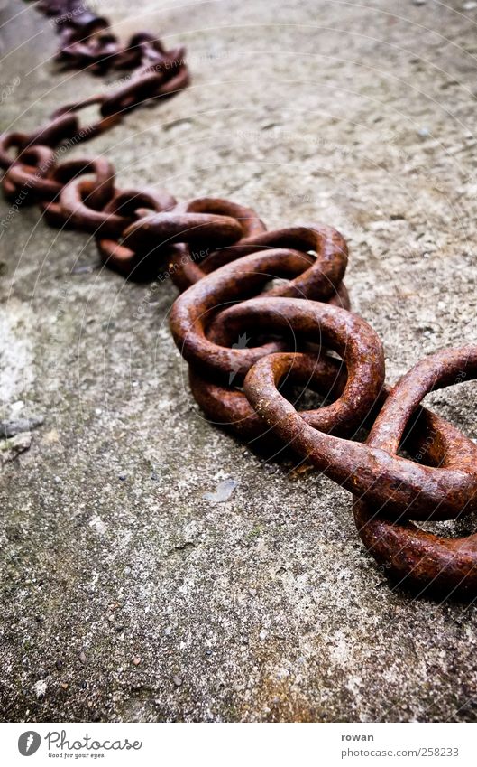 chain Concrete Metal Old Rust Chain Strong Stability Connection Safety Anchor chain Captured Steel Iron Iron chain Colour photo Exterior shot Close-up Detail