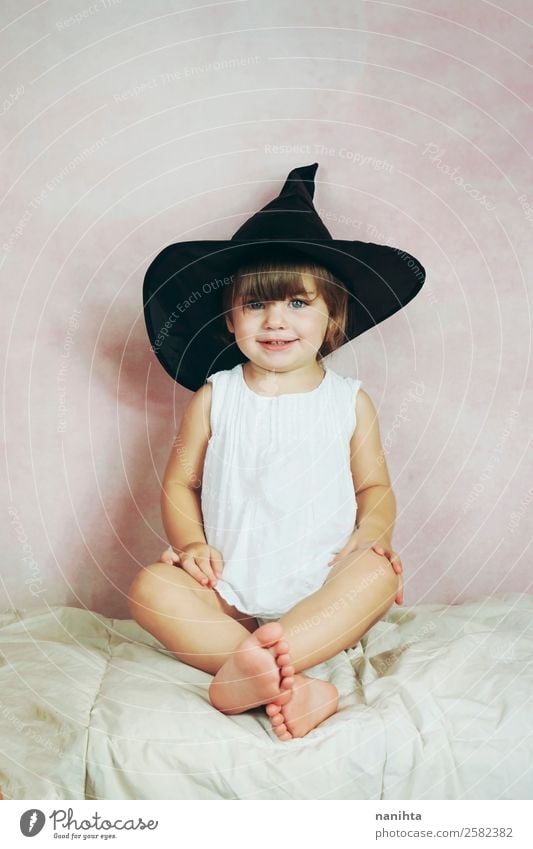 Little girl with a witch costume Lifestyle Style Feasts & Celebrations Carnival Hallowe'en Human being Feminine Baby Toddler Girl Infancy 1 1 - 3 years Culture