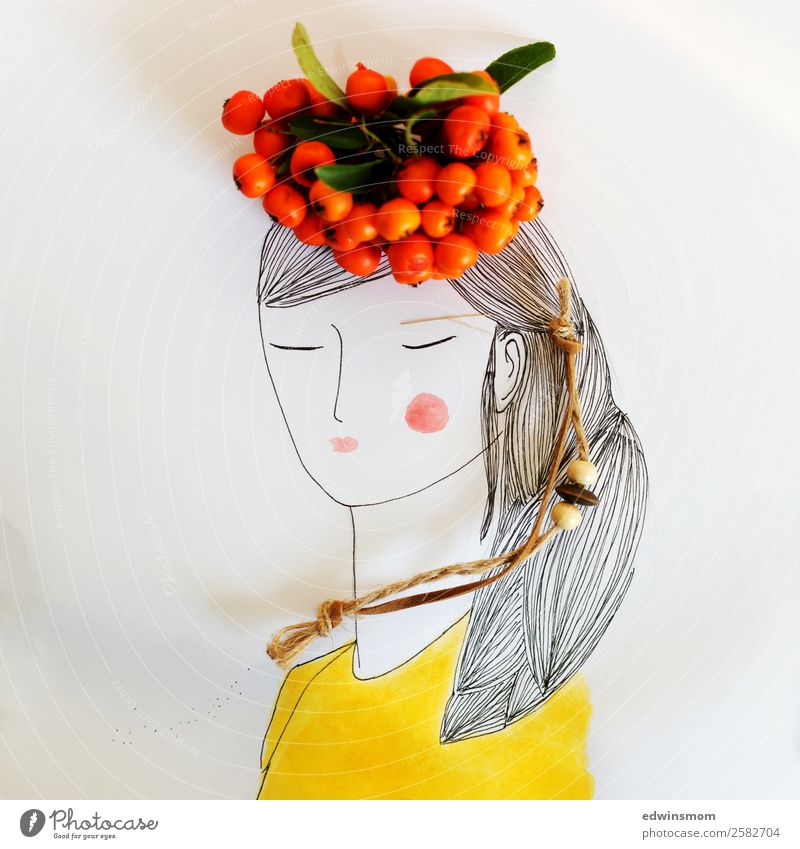 Autumn is here Leisure and hobbies Feminine Young woman Youth (Young adults) 1 Human being Plant Wild plant Rawanberry Accessory Hat Black-haired Paper