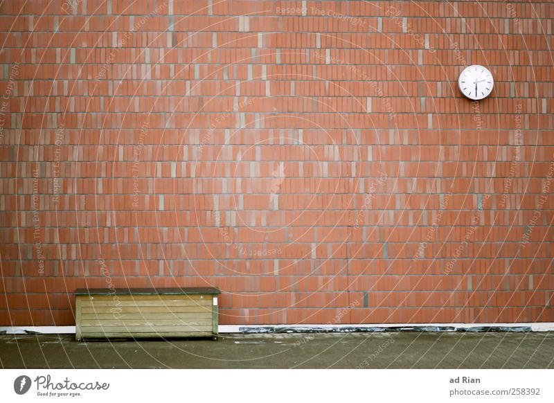 The Wall Clock Deserted Places Facade Brick Gloomy Town Advancement Date Colour photo Exterior shot Day Long shot