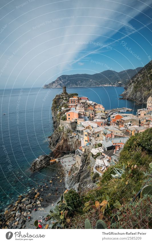 vernazza Landscape Blue Multicoloured Green Vernazza Cinque Terre Italy Vacation & Travel House (Residential Structure) Cliff Beach Ocean Travel photography