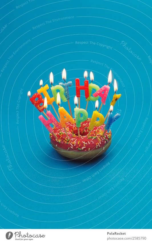 #A# Happy Birthday Donut Art Esthetic Birthday cake Birthday gift Birthday wish Congratulations Jubilee Feasts & Celebrations Candle Candlelight