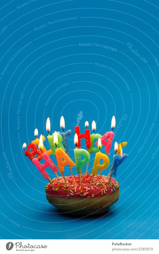 #A# Happy Burning Art Esthetic Donut Happy Birthday Birthday cake Birthday gift Birthday wish Candle Desire Congratulations Jubilee Colour photo Multicoloured