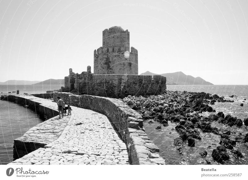 Methoni Castle Far-off places Sightseeing Ocean Landscape Water Coast Ruin Manmade structures Building Wall (barrier) Wall (building) Tourist Attraction Stone