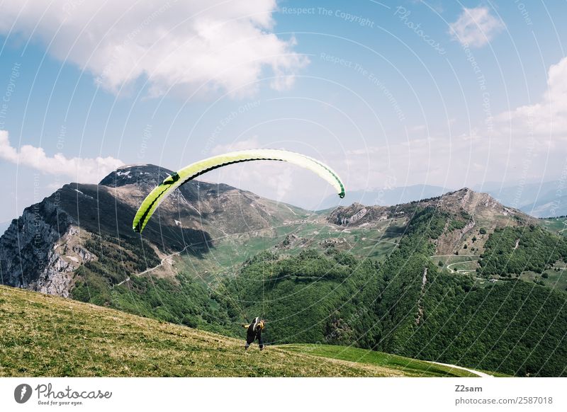 Paragliding | Start | Monte Baldo Leisure and hobbies Vacation & Travel Trip Adventure Freedom Mountain Young man Youth (Young adults) Nature Landscape Summer
