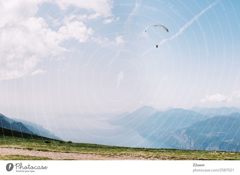 Paragliding | Monte Baldo Leisure and hobbies Vacation & Travel Trip Adventure Freedom Summer vacation Mountain Human being Nature Landscape Sky Alps Lakeside