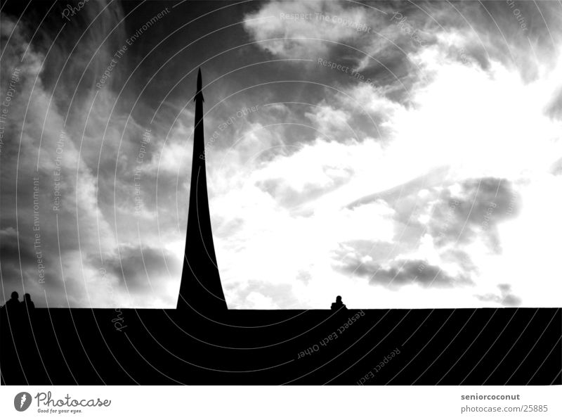 sputnik Moscow Astronaut Monument Sputnik Clouds Europe Black & white photo