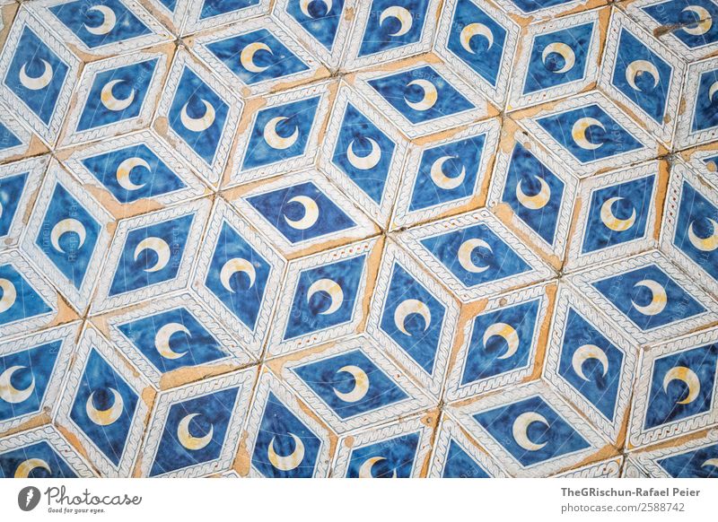 samples Art Blue Gold Silver White Pattern Ground Tile Structures and shapes Church Stars Moon Square Colour photo Interior shot Deserted Copy Space top