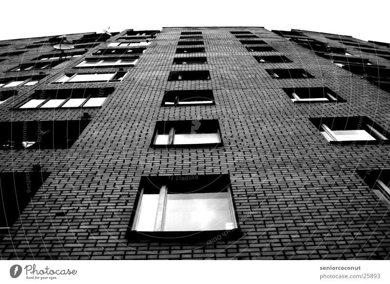 Moscow grey Window Under High-rise House (Residential Structure) Balcony Brick Architecture Living or residing satellite dishes