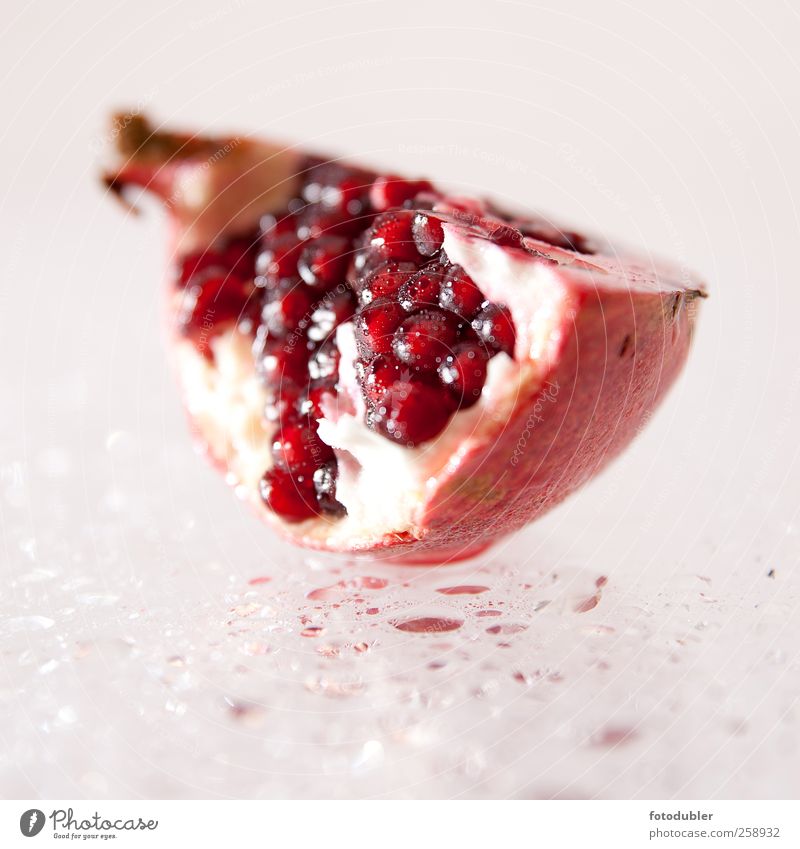 pomegranate Fruit Exotic Esthetic Exceptional Juicy Red folding flyer Colour photo Studio shot Copy Space bottom Shallow depth of field