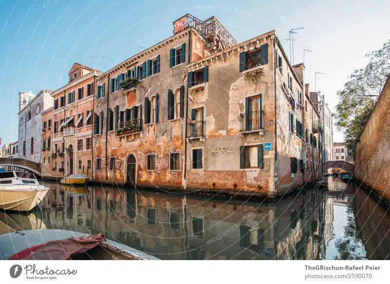 Venice Town Brown Yellow House (Residential Structure) Closed Manmade structures Work of art Channel Sea water Italy Watercraft Navigation Vacation & Travel