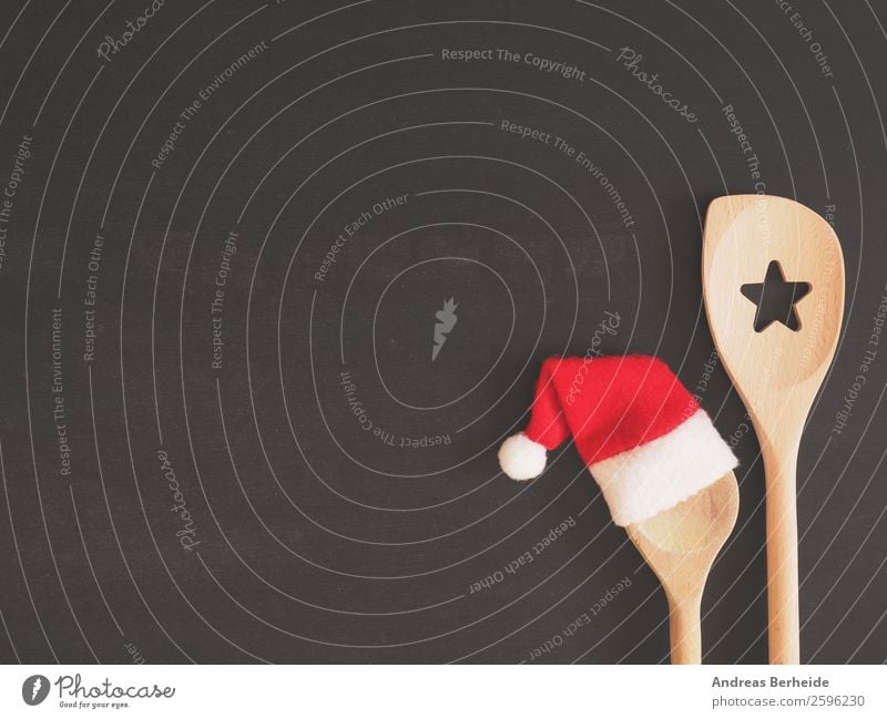 Cooking for Christmas Banquet Spoon Design Winter Restaurant Christmas & Advent Blackboard Hat Cap Wooden spoon Kitsch Funny Background picture celebration