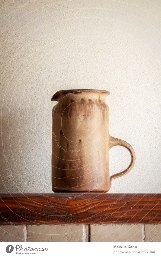 an italian pitcher of pottery Design Life Decoration Kitchen Art Culture Accessory Stone Old Historic Retro Brown Gray White Colour Tradition ceramic