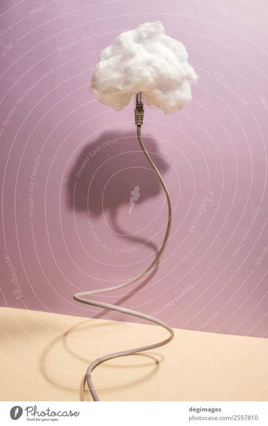 Cloud concept with cotton and USB cable Business Technology Internet Media Sky Clouds Architecture Paper Innovative Communicate User interface Cotton