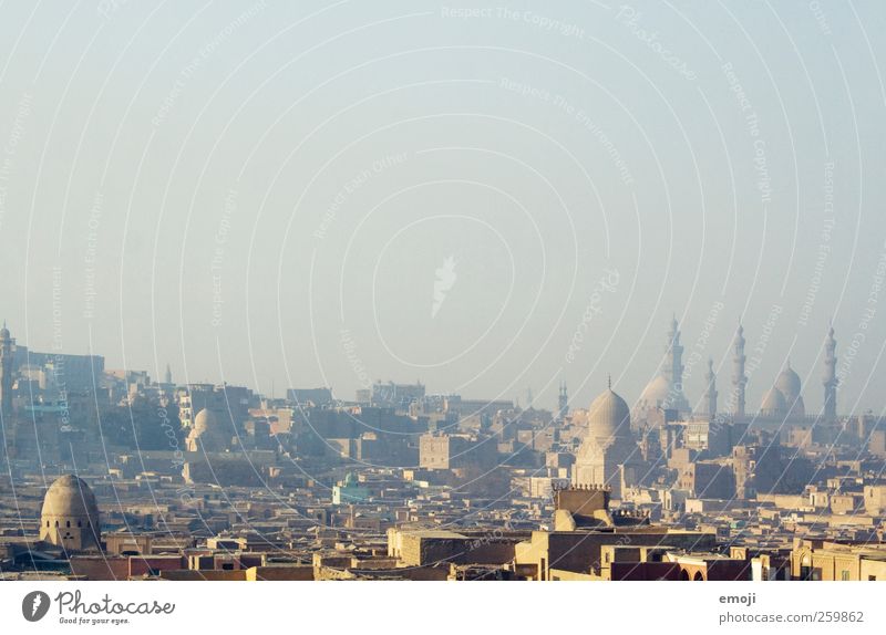Cairo [Smog] Sky Cloudless sky Town Capital city Downtown Skyline House (Residential Structure) Mosque Tower Colour photo Exterior shot Aerial photograph