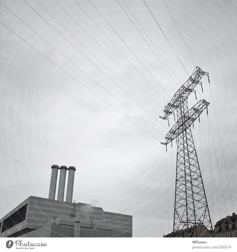 power plant Flat (apartment) House (Residential Structure) Energy industry Coal power station 3 Human being Sky Window Chimney Hideous Cold Gray