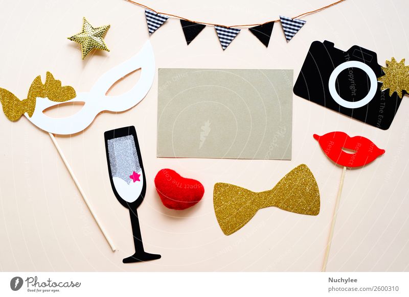 Cute party props Style Design Joy Happy Face Decoration Feasts & Celebrations Wedding Birthday Camera Lips Fashion Accessory Hat Heart String Flag Love New