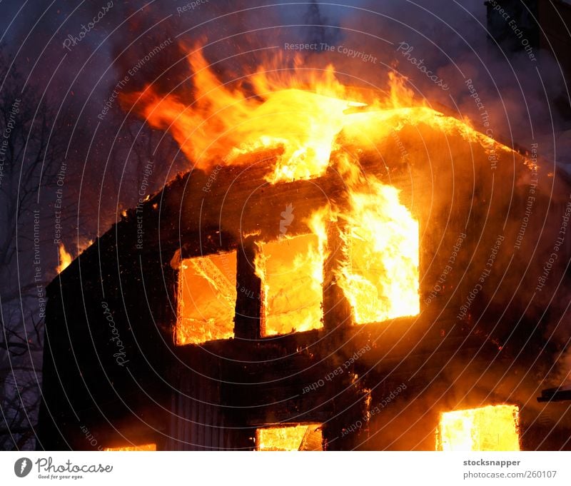 Fire Arson Burn Wood House (Residential Structure) Yellow Orange Flame Insurance Disaster