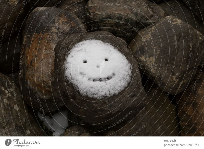 Emotion SMILE Climate Climate change Snow Rock Stone Sign Smiling Happiness Cold Positive Round Joy Joie de vivre (Vitality) Happy Hope Ease Face Funny