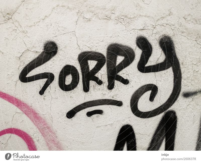 SoRRy Mom Deserted Wall (barrier) Wall (building) Facade Sign Characters Graffiti Black Emotions Friendliness Caution Honest Guilty Shame Remorse Communicate