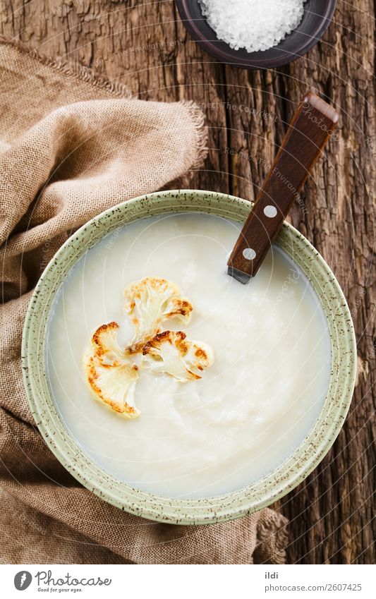 Cream of Cauliflower Soup Vegetable Stew Vegetarian diet Fresh Natural food cruciferous cole cream Creamy blended pureed mashed appetizer Meal Dish healthy