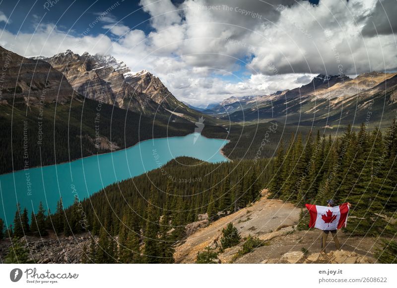 Canada is so beautiful... Vacation & Travel Tourism Trip Far-off places Freedom Expedition Mountain Man Adults 1 Human being Clouds Forest Rocky Mountains Lake