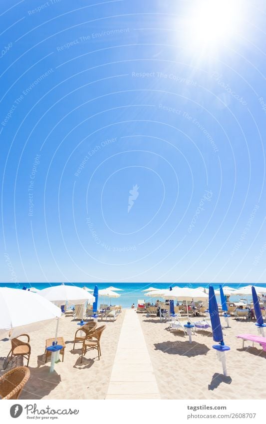 Apulia, Italy - At the beach of Lido Venere Adriatic Sea Swimming & Bathing Beach Coast Europe Footprint Landscape Lie (Untruth) Mediterranean sea Sunshade