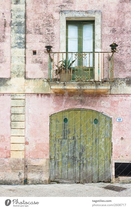 Specchia, Apulia - Old town of Specchia Alley Architecture Balcony Barn door Building City Cobblestones Colour Multicoloured Design Door Europe Facade