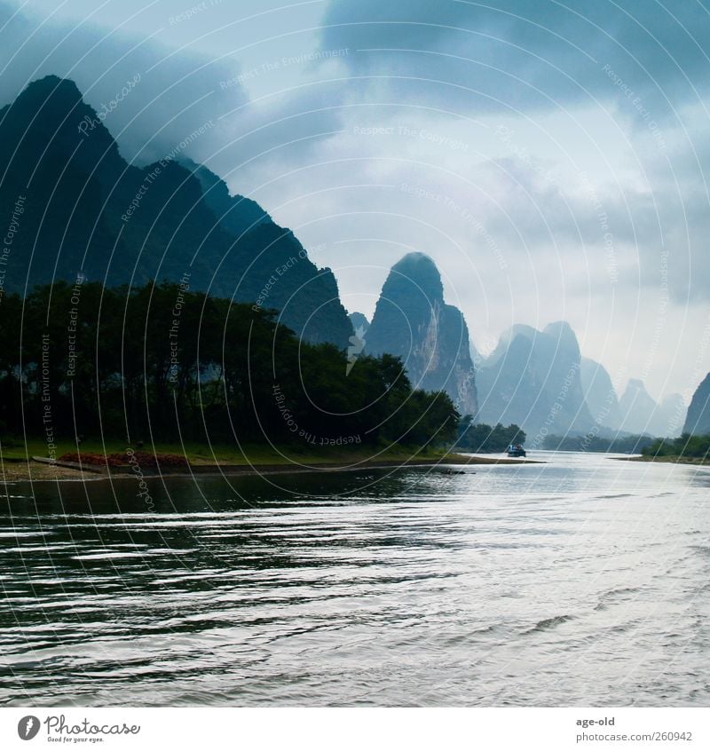 Into the Unknown Environment Nature Landscape Plant Air Water Rock River bank karst China Asia Discover Driving Exceptional Threat Blue Brown Gray Green White