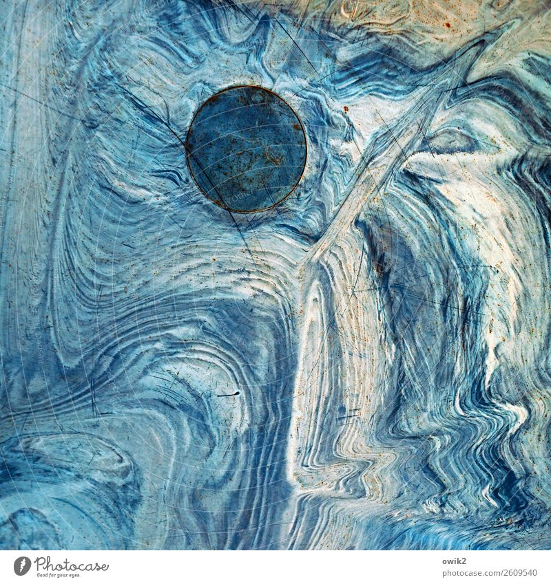 blue planet Landscape Elements Circle Round Smear Plastic Movement Wild Blue Turquoise Scrape Scratch mark Moon Lunar landscape Galaxy Colour photo