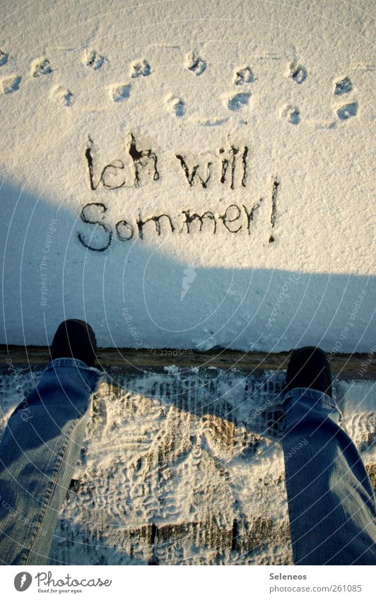 Now. Now. Summer Winter Snow Winter vacation Human being Legs Feet 1 Environment Nature Weather Ice Frost Jeans Footwear Animal tracks Characters Write Stand