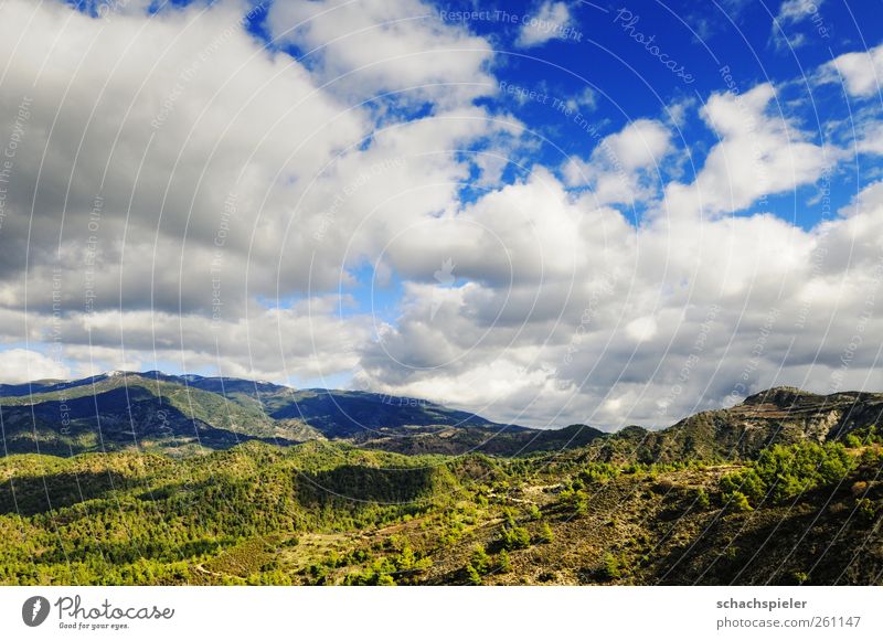 Clouds above the Troodos / Cyprus Nature Sky Weather Mountain troodos Island Blue Green White Far-off places Colour photo Exterior shot Deserted Day Light