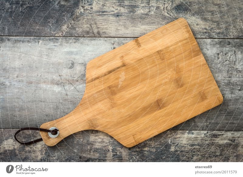 Cutting board on a wooden background Wood Cutting tool Board Kitchen Food Table Rustic Neutral Background Consistency Menu