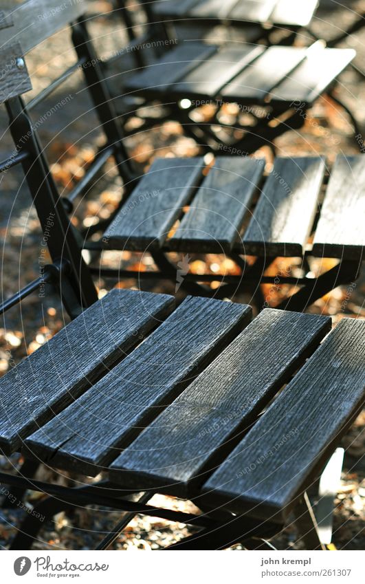 Have a seat, my dears. Riegersburg Chair Armchair Wood Old Faded Brown Gray Loneliness Relaxation Peace Idyll Services Transience Change Beer garden Deserted