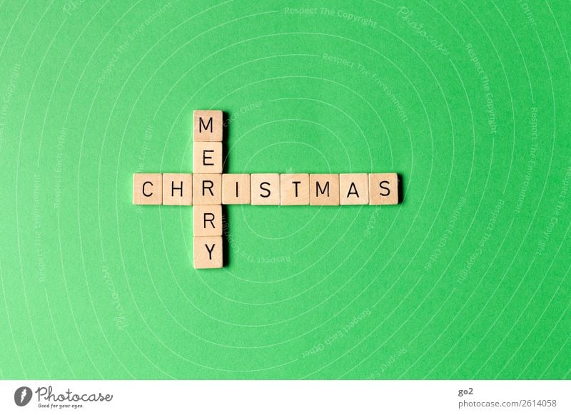 Merry Christmas on Green Leisure and hobbies Playing Board game Christmas & Advent Decoration Wood Characters Esthetic Happiness Emotions Anticipation