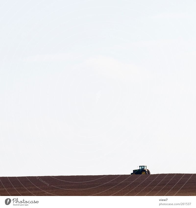 agriculture Workplace Environment Nature Sky Weather Field Vehicle Tractor Authentic Simple Ecological Agriculture Plow Colour photo Exterior shot Deserted
