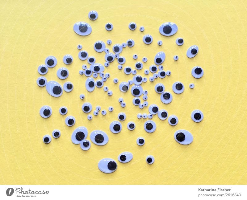 "250" Eyes Plastic Observe Looking Yellow Black White Pattern big eyes little eyes Art Creativity Concentric concept Small Large Colour photo Interior shot