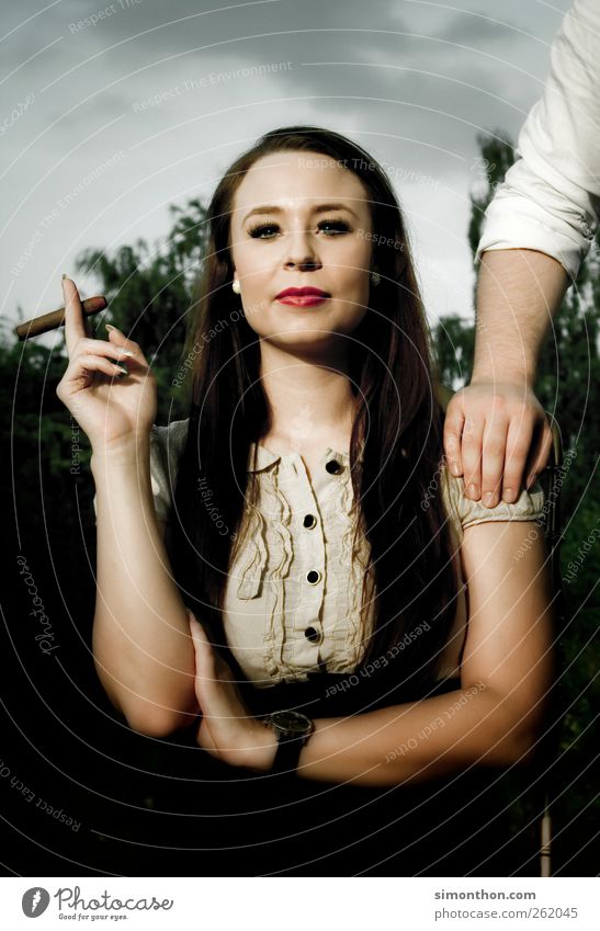 portrait of a lady Lifestyle Luxury Elegant Style Happy Beautiful Face Feminine Woman Adults 18 - 30 years Youth (Young adults) Smoking Dream Old Historic