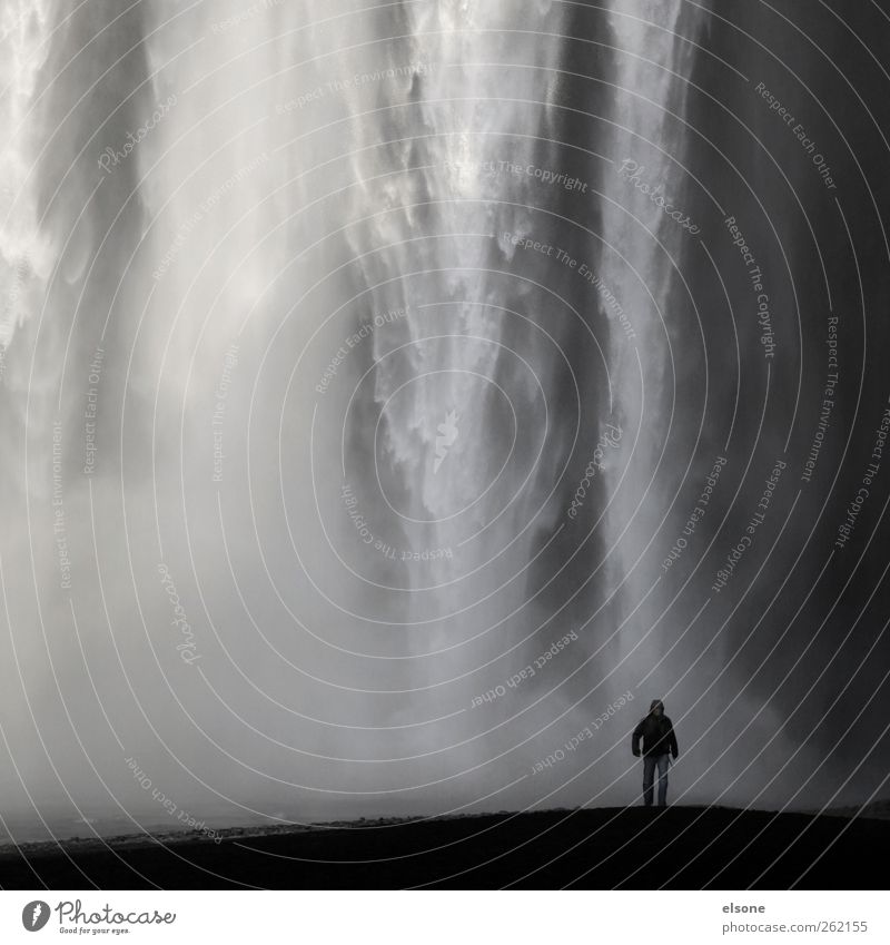 III! Human being Nature Elements Water Drops of water Wind Fog Rain Waterfall skogafoss even Threat Exotic Gigantic Cold Wet Gray Iceland Eyjafjallajökull