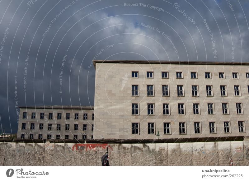 Dark Clouds Beautiful weather Bad weather Berlin Town Capital city Downtown Deserted Building Architecture Wall (barrier) Wall (building) Tourist Attraction