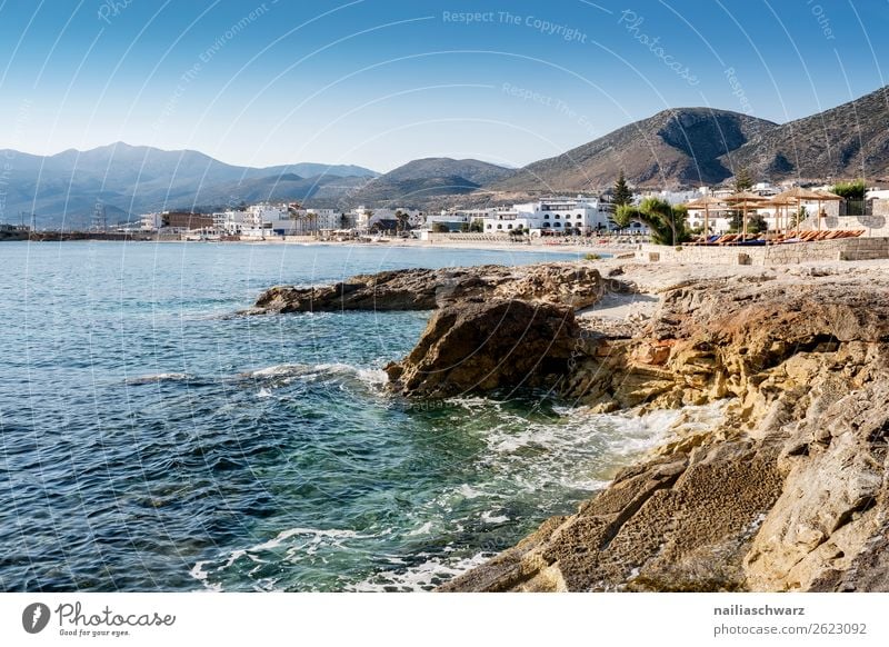 On the beach, Crete in Summer Vacation & Travel Tourism Summer vacation Beach Environment Nature Landscape Air Water Sun Spring Beautiful weather Rock Mountain