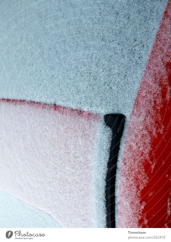 Delicate white cover. Means of transport Car Glass Metal Esthetic Bright Red White Senses Curve Line Black Car roof Rear Window Colour photo Multicoloured