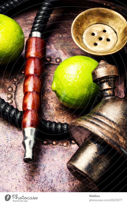 Oriental hookah shisha with lime fruit tobacco nargile smoke nicotine smoking east relaxation arabic mouthpiece deluxe pipe fragrant hookah with lime style
