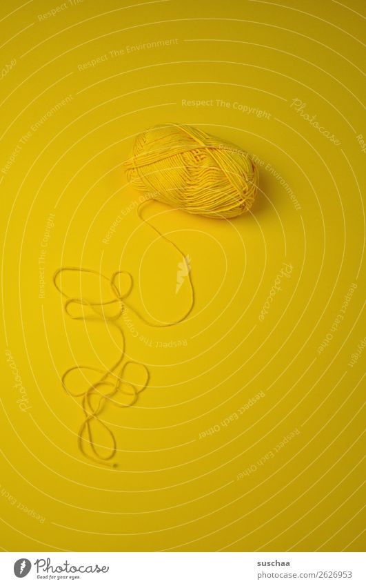 wool Wool Ball of wool Unicoloured 1 Yellow Neutral Background Handcrafts Knit Crochet wool thread Soft Simple Minimal Symbols and metaphors low-contrast
